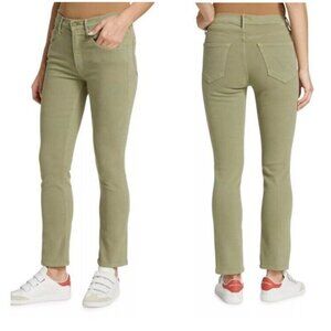 MOTHER Jeans Sz 32 STASH MID RISE DAZZLER Straight ANKLE In oil green New NWOT